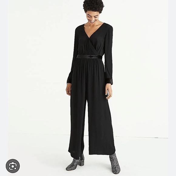 NWT MADEWELL Plus Velvet-Trimmed Tie Jumpsuit women’s size 14 - Picture 1 of 9
